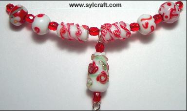 Red and White Power Lampwork Bead Set