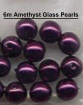 6mm Amythyst Glass Pearls - Click Image to Close