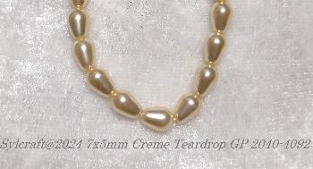 7x5mm Cream Teardrop Pear Glass Pearls - Click Image to Close