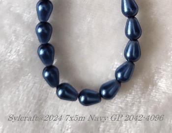 7x5mm Navy Blue Teardrop Pear Glass Pearls - Click Image to Close