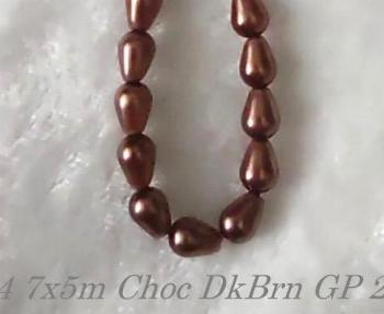 7x5mm Dark Brown Teardrop Pear Glass Pearls - Click Image to Close