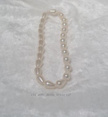 9x6mm White Teardrop Glass Pearls | Pear Glass Pearls - Click Image to Close