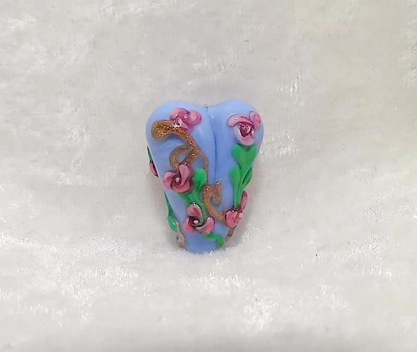 Heart Handmade lampwork | Periwinkle blue glass HEART bead