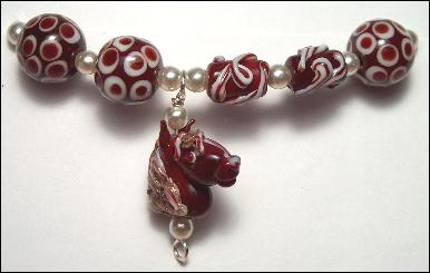 Chestnut Horse Glass bead set Lampwork glass - Click Image to Close