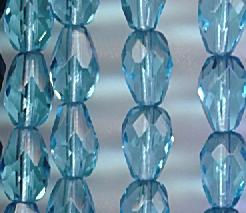 10x7mm Aquamarine Teardrop Pear Faceted Firepolish Glass Beads