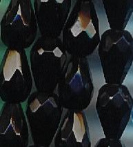 10x7mm Jet Black Onyx Black Teardrop Pear Faceted Firepolish Glass Beads