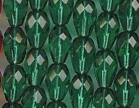 10x7mm Emerald Green Teardrop Pear Faceted Firepolish Glass Beads