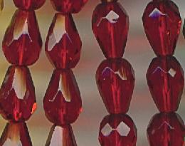 10x7mm Ruby Red Teardrop Pear Faceted Firepolish Glass Beads