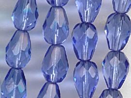 10x7mm Sapphire Blue Teardrop Pear Faceted Firepolish Glass Beads