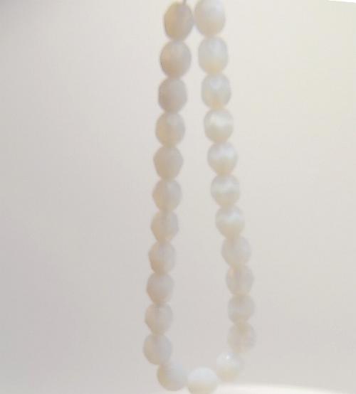 6mm Milky White Czech Firepolish Glass Beads