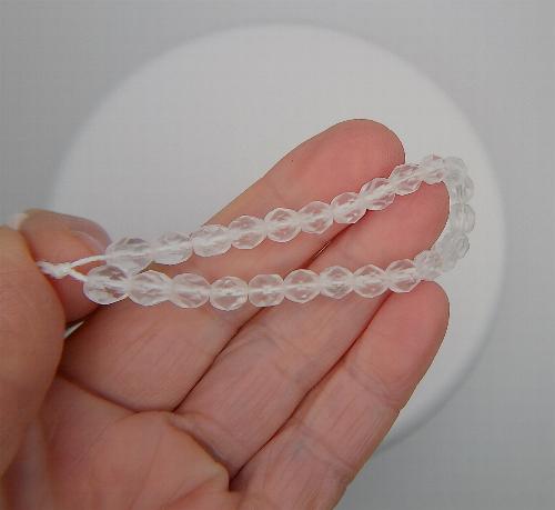 6mm Matt Crystal Rock Crystal Czech Firepolish Glass Beads