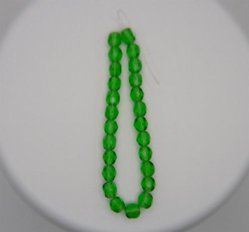 6mm Light Emerald Green Czech Firepolish Glass Beads
