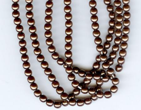 4mm Dark Brown Glass Pearl Beads