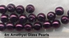 4mm Amythyst Glass Pearls Beads