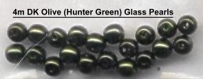 4mm Dark Olive Glass Pearl Beads