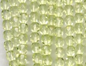 4mm Jonquil Yellow Czech Firepolish Glass Beads