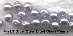 4mm Lt Blue Glass Pearl Beads