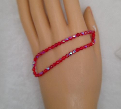 4mm Ruby Red AB Czech Firepolish Glass Beads