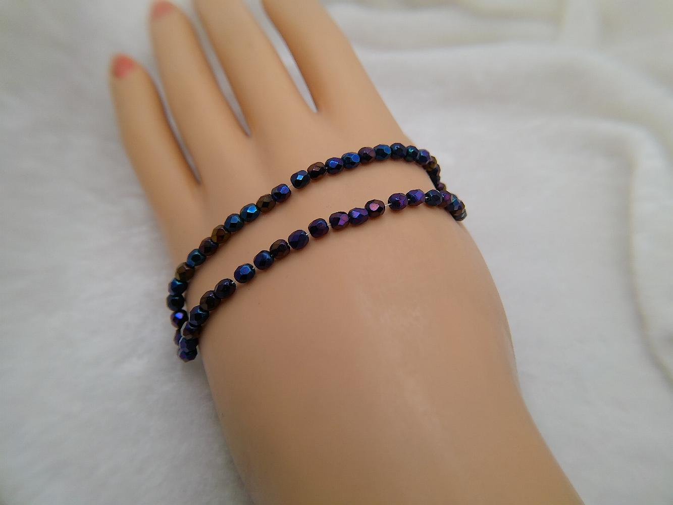 4mm Iris Blue AB Czech Firepolish Glass Beads