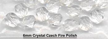6mm Crystal Clear Czech Firepolish Glass Beads