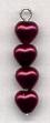 6x6mm Garnet Red Glass Pearl Heart Beads
