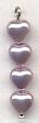 6x6mm Light Lavender Glass Pearl Heart Beads