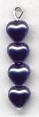 6x6mm Dark Blue Navy Glass Pearl Heart Beads