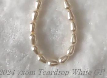 7x5mm White Teardrop Glass Pearls | Pear Shaped Glass Pearls