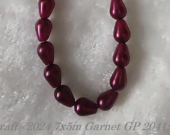 7x5mm Garnet Teardrop Pear Glass Pearls - Click Image to Close