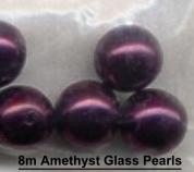 8mm Amethyst Glass pearls beads