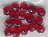 8mm Ruby Red Czech faceted Firepolish Glass Beads