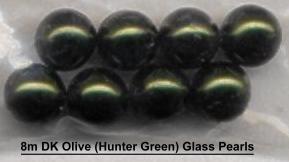8mm Dark Olive green Glass Pearls beads