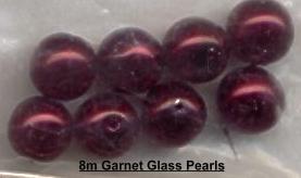 8mm Garnet Glass Pearls beads