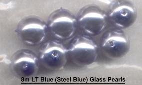 8mm Light Blue Glass pearls beads