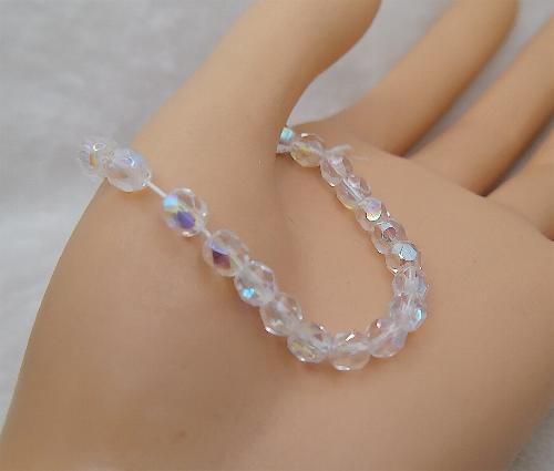 6mm Crystal Clear AB Czech Firepolish Glass Beads