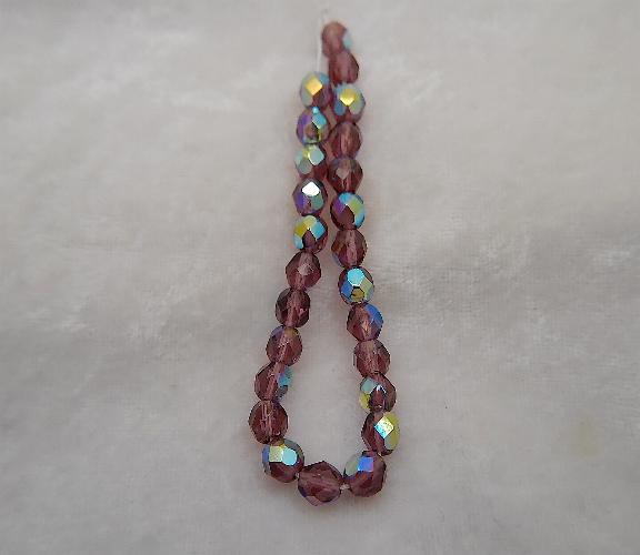 6mm Amethyst AB Czech Firepolish Glass Beads